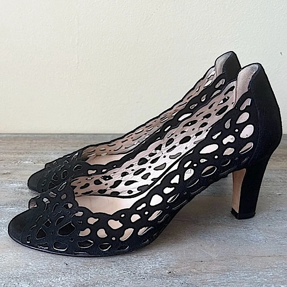 Aquatalia Suede Open Toe Heels Size 7.5